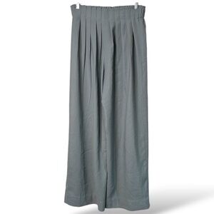 DYNAMITE Rayon Blend Pleated Wide Leg High Rise Sage Trousers Flat Front US Sz M